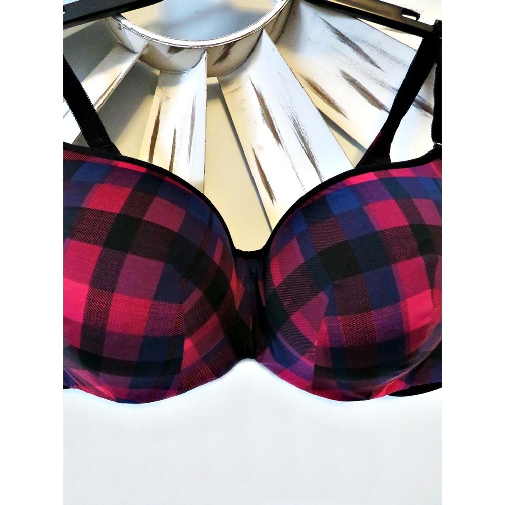 Torrid Curve Full-Coverage Balconette Plaid‎ Print 360° Back Smoothing Bra 44B - Picture 7 of 10